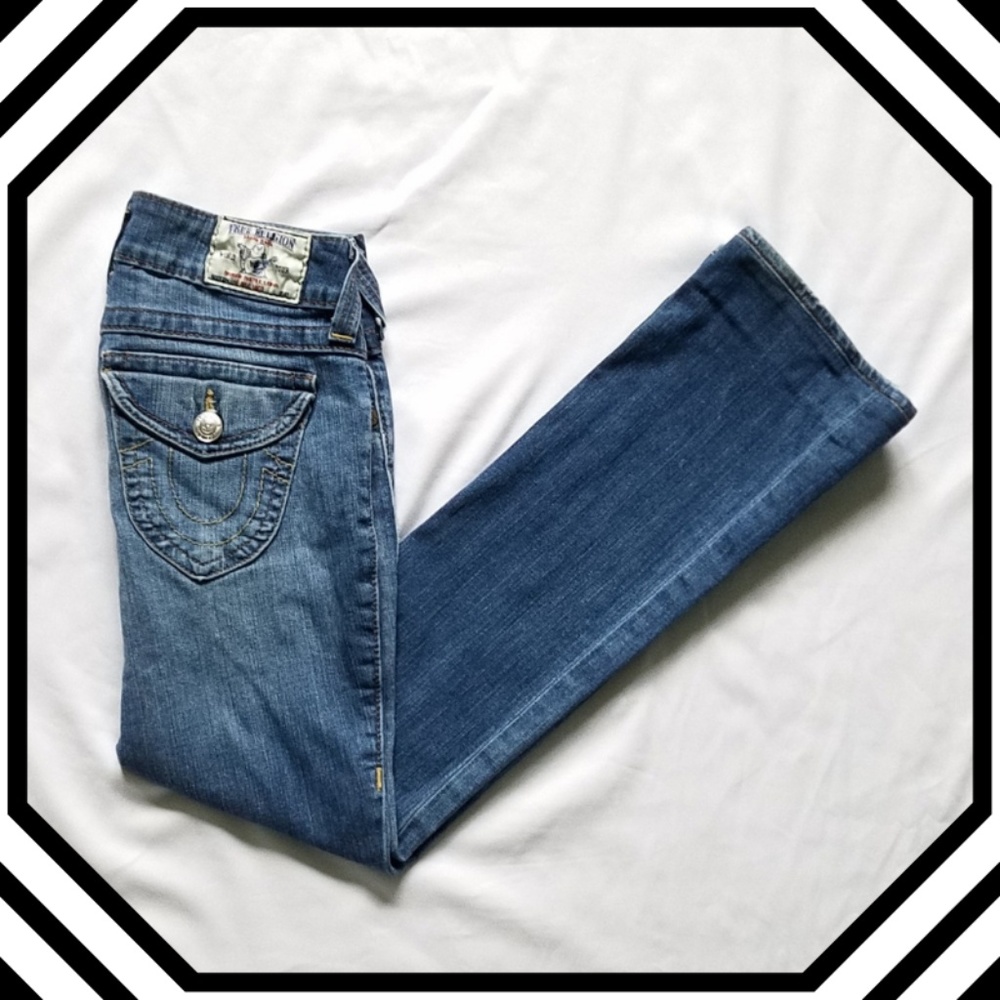 True Religion Medium Wash High Rise Boot Cut Jeans